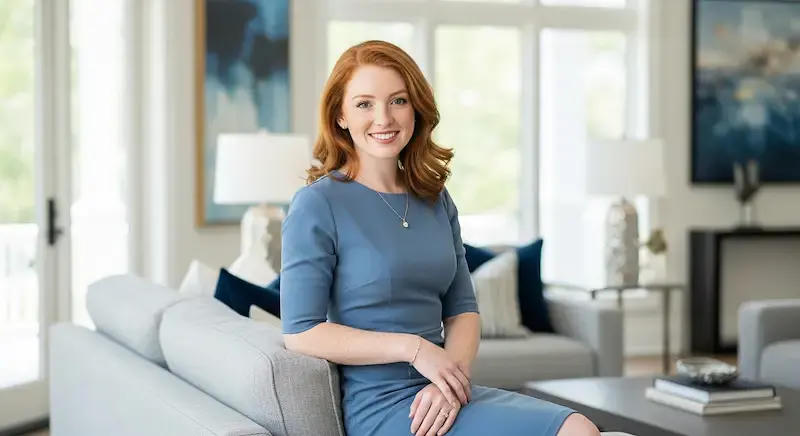 Confident female realtor in professional attire